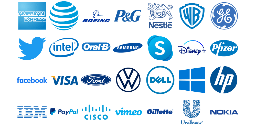 Các nhãn hàng sử dụng màu xanh dương trong logo thương hiệu